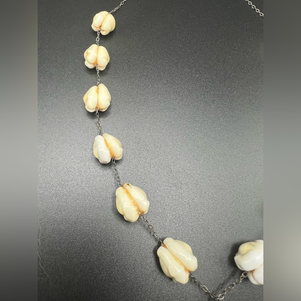 Vtg Handmade Cowrie Shell Necklace Marked Sterling - Picture 4 of 11